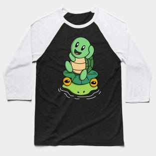 Turtle's Froggy Friend Baseball T-Shirt